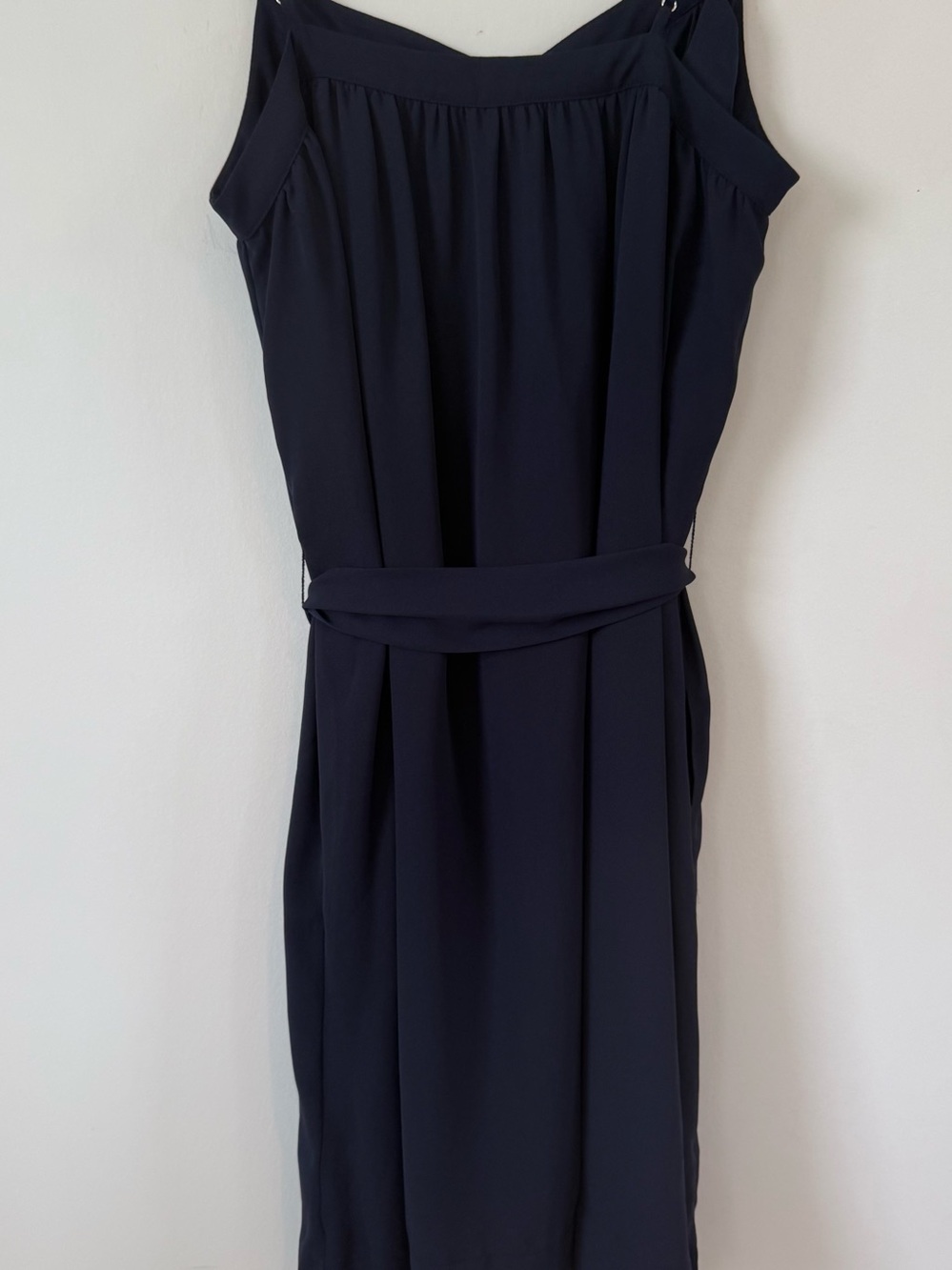 Banana Republic Navy Slip Midi Dress with Tie Waist